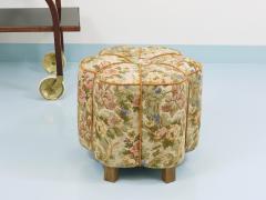  Up Z vody Art Deco Floral Tapestry Stool Tabouret Pouf Ottoman Vienna Austria 1930s - 4571384