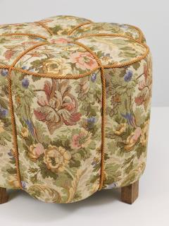  Up Z vody Art Deco Floral Tapestry Stool Tabouret Pouf Ottoman Vienna Austria 1930s - 4571385