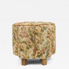  Up Z vody Art Deco Floral Tapestry Stool Tabouret Pouf Ottoman Vienna Austria 1930s - 4575126