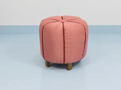  Up Z vody Pink Art Deco Stool Tabouret Pouf Ottoman Vienna Austria 1930s - 4571361