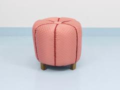  Up Z vody Pink Art Deco Stool Tabouret Pouf Ottoman Vienna Austria 1930s - 4571362