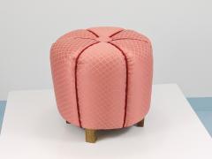  Up Z vody Pink Art Deco Stool Tabouret Pouf Ottoman Vienna Austria 1930s - 4571367