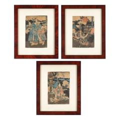  Utagawa Toyokuni Set of three Japanese framed woodblock prints by Utagawa Toyokuni 1786 1865  - 3353423