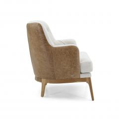  Uultis Design Athos Armchair and Stool in Teak Leather and Fabric - 2403482