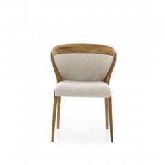  Uultis Design Mat Dining Chair in Teak and Ivory Fabric - 2534105