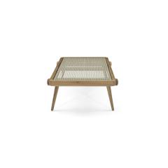  Uultis Design Plot Coffee Table in Teak with Cane Webbing Under a Tempered Glass Top - 2385443