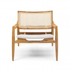  Uultis Design Soho Curved Cane Back Chair in Teak and Light Beige Fabric - 2393512