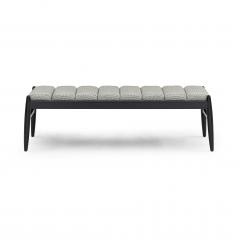  Uultis Design Wave Bench in Black Finish and Checkered Gray Fabric - 2495328