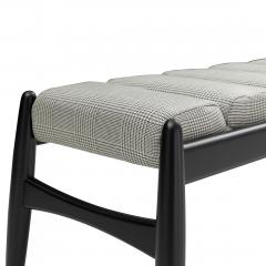  Uultis Design Wave Bench in Black Finish and Checkered Gray Fabric - 2495329