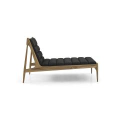  Uultis Design Wave Chaise in Teak Wood and Charcoal Fabric - 2495302