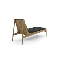  Uultis Design Wave Chaise in Teak Wood and Charcoal Fabric - 2495303