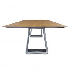  Uultis Design Wing Dining Table with Chamfered Teak Veneered Top and Graphite Painted Base - 2327705