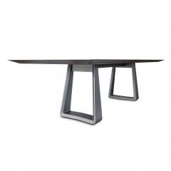  Uultis Design Wing Dining Table with Chamfered Teak Veneered Top and Graphite Painted Base - 2327707