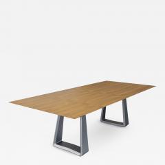  Uultis Design Wing Dining Table with Chamfered Teak Veneered Top and Graphite Painted Base - 2329168