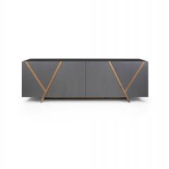  Uultis Design Ypis Sideboard Featuring Graphite Finish and Geometric Marquetry in Teak - 2383897