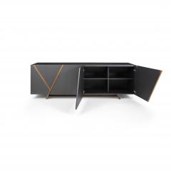  Uultis Design Ypis Sideboard Featuring Graphite Finish and Geometric Marquetry in Teak - 2383904
