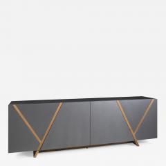 Uultis Design Ypis Sideboard Featuring Graphite Finish and Geometric Marquetry in Teak - 2388889