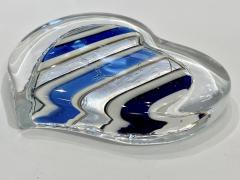  V v Glass Bespoke Italian Crystal Cobalt Blue Silver Murano Glass Heart Shaped Paperweight - 3016467