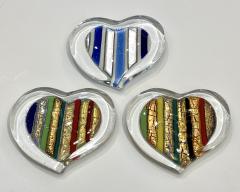  V v Glass Bespoke Italian Crystal Cobalt Blue Silver Murano Glass Heart Shaped Paperweight - 3021033