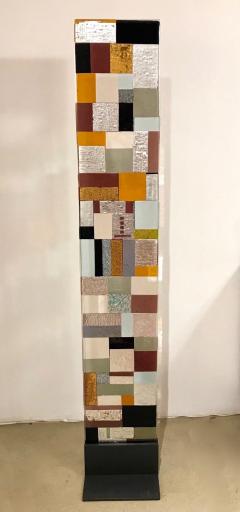  V v Glass Contemporary Italian Murano Glass Silver Gold Colorful Mosaic Panel Sculpture - 2418837