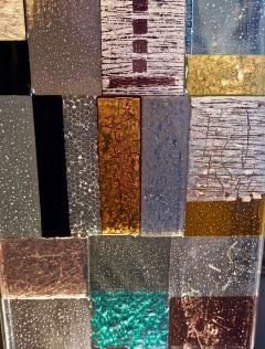  V v Glass Contemporary Italian Murano Glass Silver Gold Colorful Mosaic Panel Sculpture - 2418841