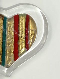  V v Glass Italian Crystal Blue Green Gold Red Murano Glass Heart Shaped Modern Paperweight - 2935214