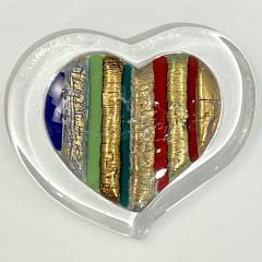  V v Glass Italian Crystal Blue Green Gold Red Murano Glass Heart Shaped Modern Paperweight - 2935217