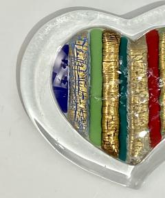  V v Glass Italian Crystal Blue Green Gold Red Murano Glass Heart Shaped Modern Paperweight - 2935218