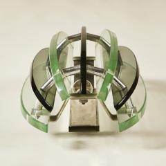  VECA Pair of 1960s Italian chrome and dark and pale green glass wall lights by Veca - 2997256