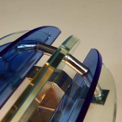  VECA Pair of 1970s Italian chrome and blue and greenglass wall lights by Veca - 1964491