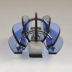  VECA Pair of 1970s Italian chrome and blue glass wall lights by Veca - 3379347