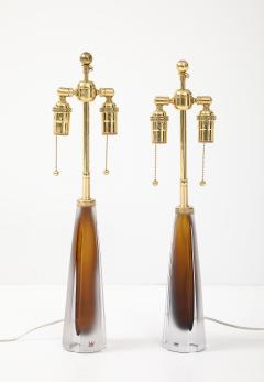  VICKI LINDSTRAND Pair of Cognac Colored Glass Lamps by Vicki Lindstrand for Kosta Boda - 4594153