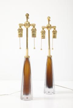  VICKI LINDSTRAND Pair of Cognac Colored Glass Lamps by Vicki Lindstrand for Kosta Boda - 4594154
