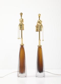  VICKI LINDSTRAND Pair of Cognac Colored Glass Lamps by Vicki Lindstrand for Kosta Boda - 4594155