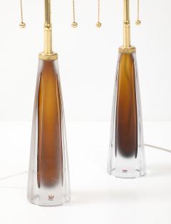  VICKI LINDSTRAND Pair of Cognac Colored Glass Lamps by Vicki Lindstrand for Kosta Boda - 4594157