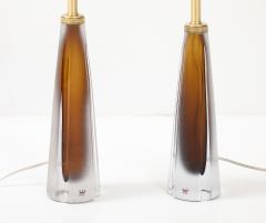  VICKI LINDSTRAND Pair of Cognac Colored Glass Lamps by Vicki Lindstrand for Kosta Boda - 4594159