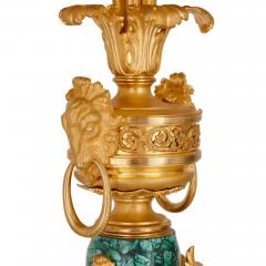  VICTOR PAILLARD Antique French gilt bronze and malachite clock set - 3943035