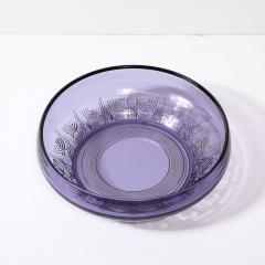  Val St Lambert Val Saint Lambert Art Deco Style Pressed Glass Bowl in Prussian Blue by Val St Lambert - 3752321