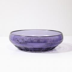  Val St Lambert Val Saint Lambert Art Deco Style Pressed Glass Bowl in Prussian Blue by Val St Lambert - 3752413