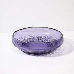  Val St Lambert Val Saint Lambert Art Deco Style Pressed Glass Bowl in Prussian Blue by Val St Lambert - 3752417