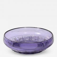  Val St Lambert Val Saint Lambert Art Deco Style Pressed Glass Bowl in Prussian Blue by Val St Lambert - 3755591