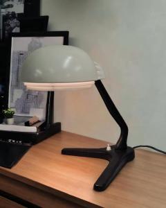  Valaistusty Alvar Aalto Table Lamp Model A704 in White and Black Leather Valaistusty 1950s - 4125472