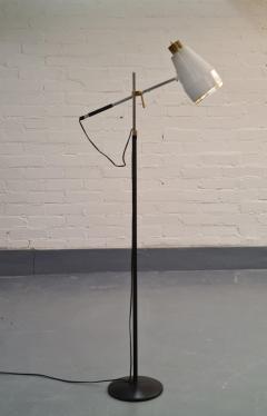  Valaistusty Viljo Hirvonen Floor Lamp H801 in Leather Brass Metal Valaistusty 1950s - 3990855