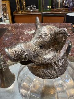  Valenti Italian Silver Plated Animal Head Decanter and Goblet Set by Valenti 1960s - 4319980