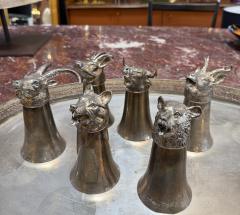  Valenti Italian Silver Plated Animal Head Decanter and Goblet Set by Valenti 1960s - 4319981