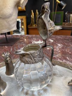  Valenti Italian Silver Plated Animal Head Decanter and Goblet Set by Valenti 1960s - 4319983