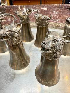  Valenti Italian Silver Plated Animal Head Decanter and Goblet Set by Valenti 1960s - 4319985
