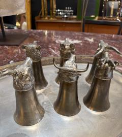  Valenti Italian Silver Plated Animal Head Decanter and Goblet Set by Valenti 1960s - 4319986