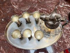  Valenti Italian Silver Plated Animal Head Decanter and Goblet Set by Valenti 1960s - 4319990