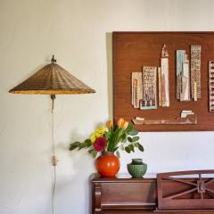  Valinte OY 1950s Valinte Oy Rattan Brass Plug In Wall Lamp in the Manner of Paavo Tynell - 4285743